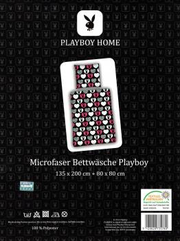 Bettwäsche Playboy Home - Herzen - Bunnys - 135 x 200 cm - Mikrofaser